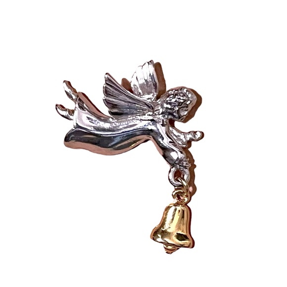 Jewelry - Vintage Angel Bell Two-Tone Pin Brooch